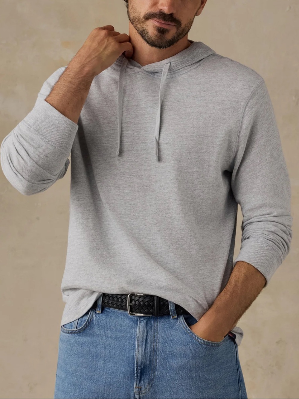 Faherty Men’s Sunwashed Organic Hoodie XL Light Gray Long Sleeve Slub Knit